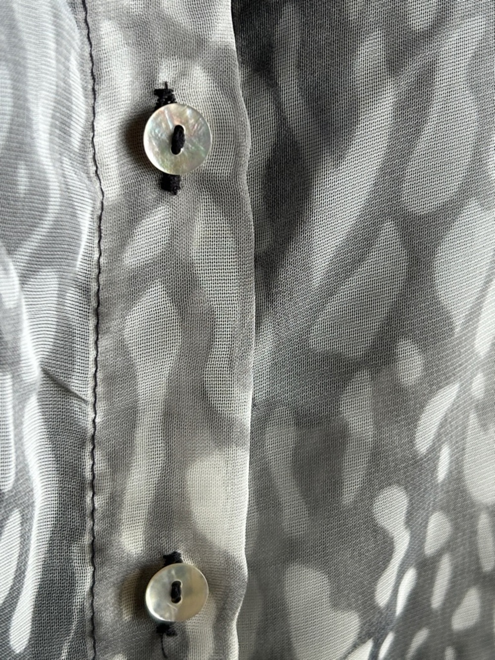 NICOLA Black & White Printed Button-Up All Sheer Blouse - Picture 6 of 11